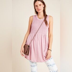 Anthropologie Riley Mauve Pink Smocked Crepe Tunic Top